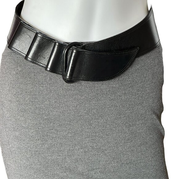 Flawless Claude Montana  Black Leather Notched Belt - Picture 7 of 8